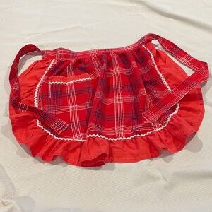 Vintage red Plaid Ruffled Apron